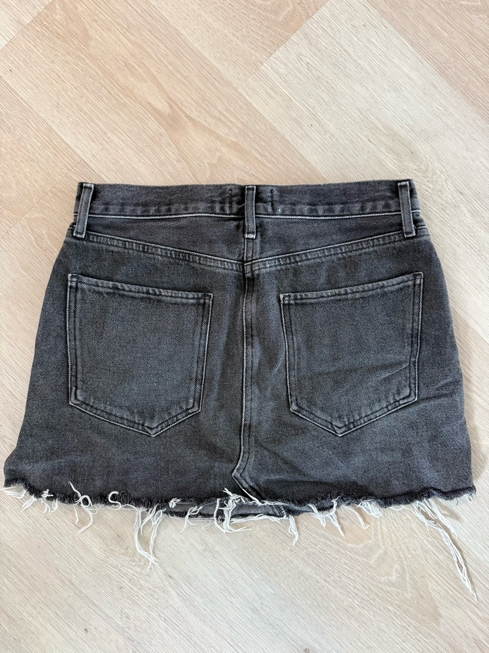 Agolde Black Distressed Denim Mini Skirt - Picture 3 of 4
